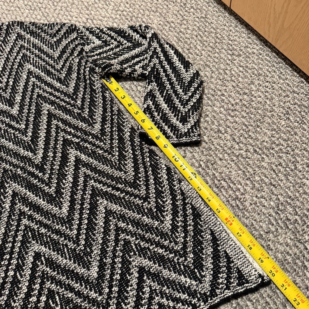 Eileen Fisher Black and Cream Chevron Turtleneck Sweater - Picture 5 of 9